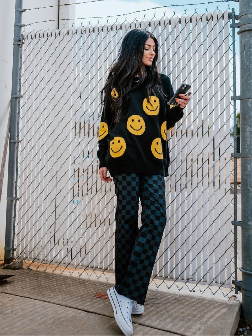 Dressed in LALA Have Fun Oversized Smile Knit - S/M - Picture 3 of 7